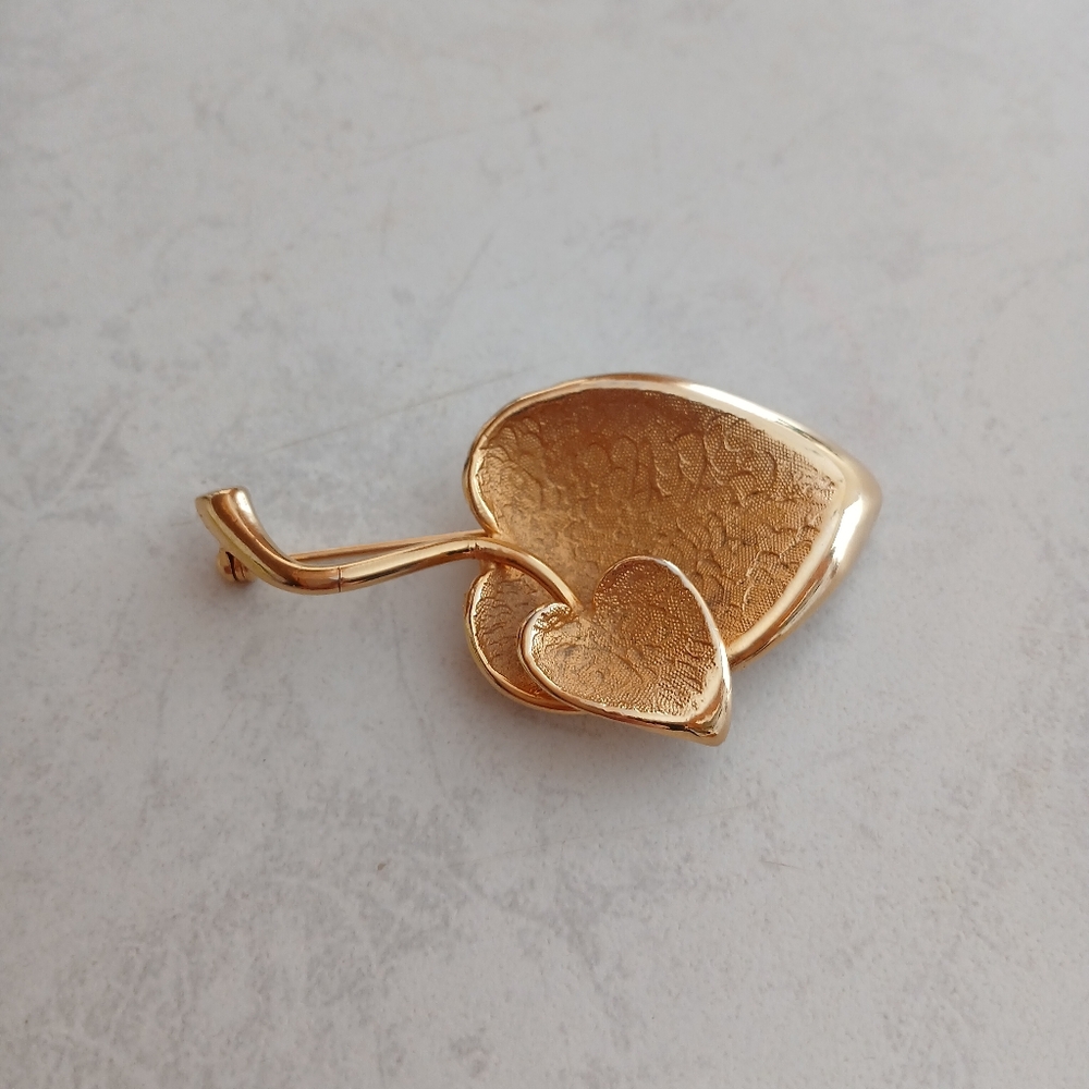 Gold Tone Apple Leaf Coro Brooch